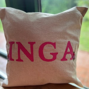 Name pillow in 30x30, 40 x 40 cm or 60 x 60 cm with soft cotton filling