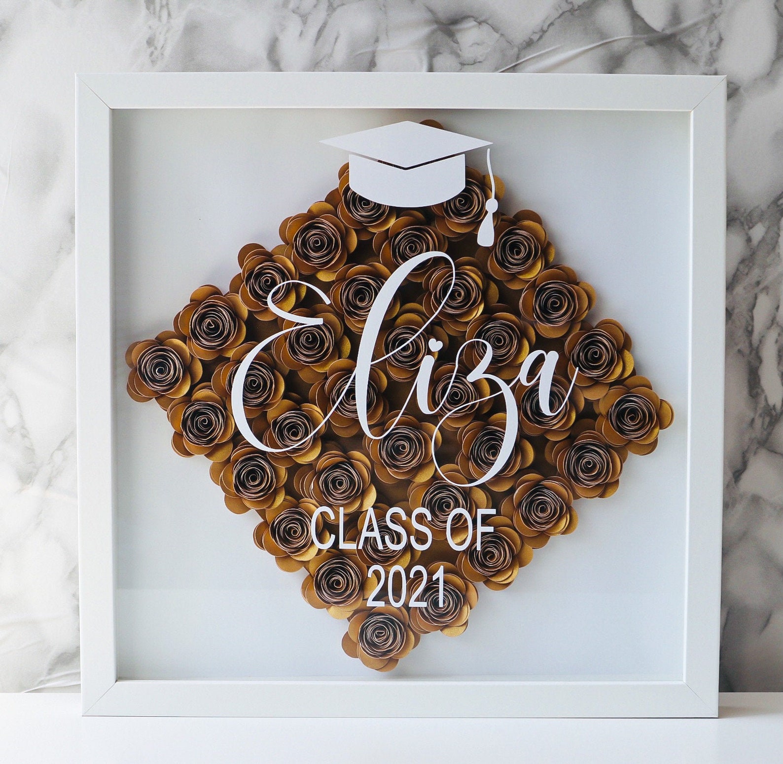 Graduation Cap Flower Box Shadow Box Paper Flower Box Etsy