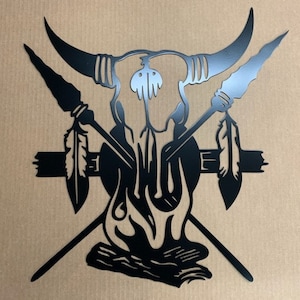 Long Horn Skull - Metal Wall Sign - Metal Art
