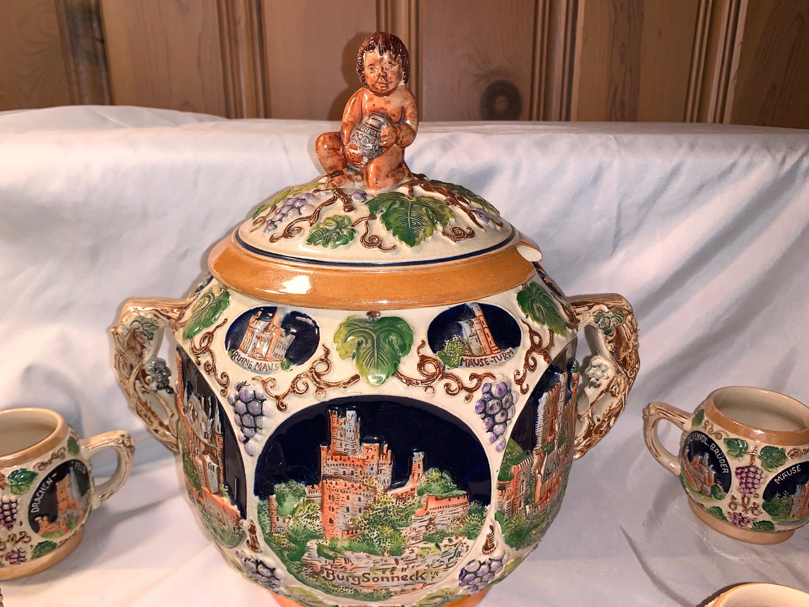 Vintage German Gerz punch bowl set with 6 cups Etsy