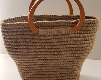 Einzigartige handgewebte Tasche häkeln Jute Tasche Korbtasche Einkaufstasche