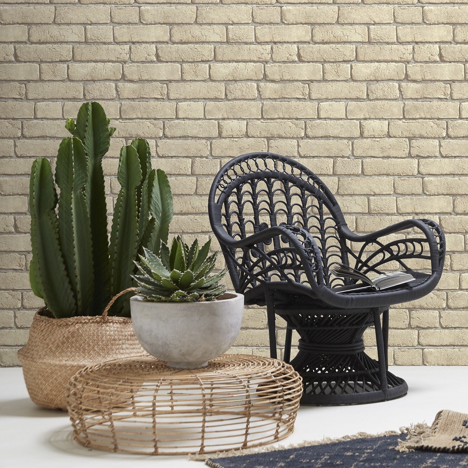 Papier Peint Briques Anciennes Beige Cendrées