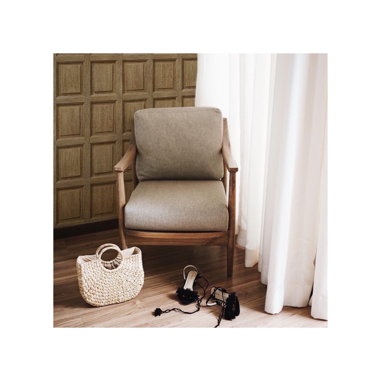 Papier Peint Boiserie Anglaise Chêne Moyen