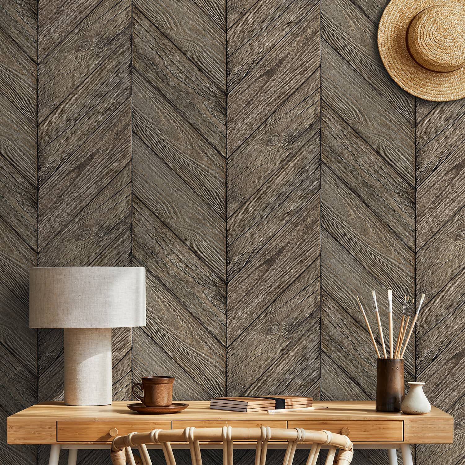 Papier Peint Chevrons Bois Ancestral