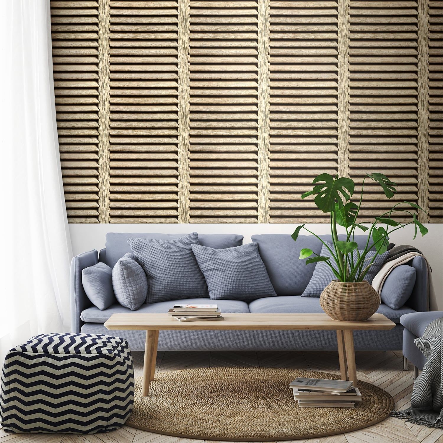 Papier Peint Volets Anciens en Chêne Décapé