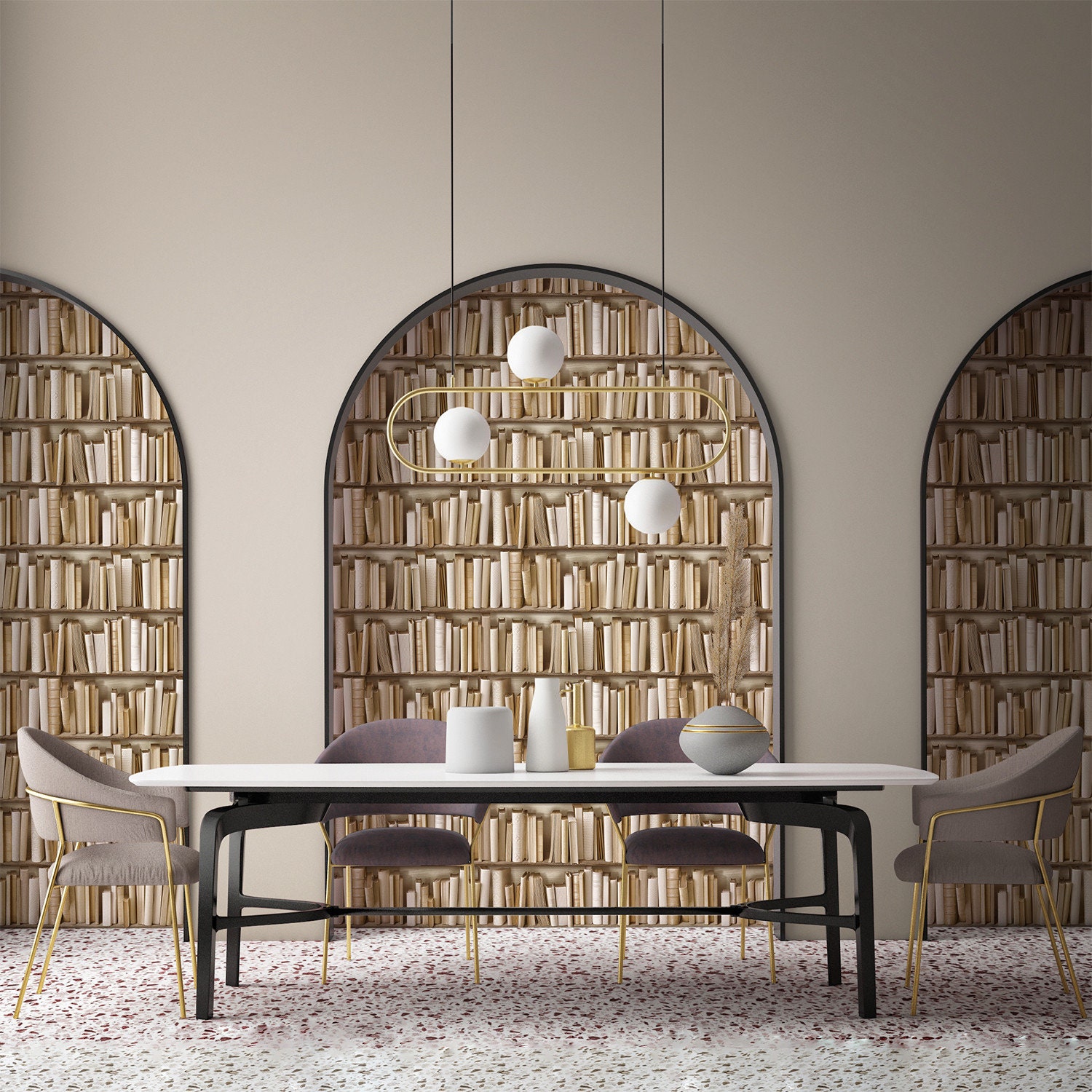 Papier Peint Bibliothèque Ivoire