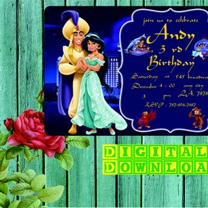 Aladdin Invitation, Aladdin Birthday Party, Aladdin Personalized, Aladdin Printable, Digital File Only