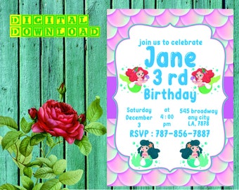 Mermaid Invitation, Mermaid Birthday Party, Mermaid Personalized, Mermaid Printable, Digital File Only