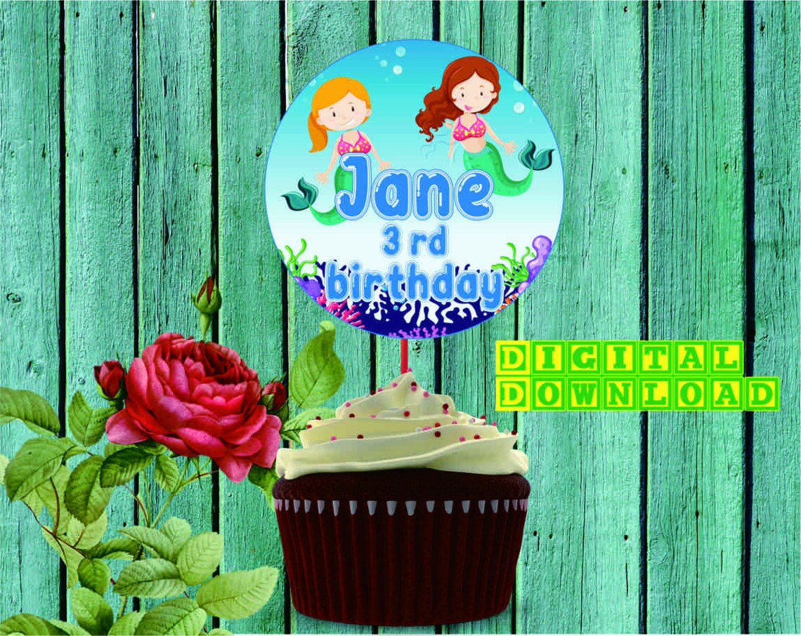 Mermaid Cupcake Toppers Mermaid Birthday Party Mermaid Etsy