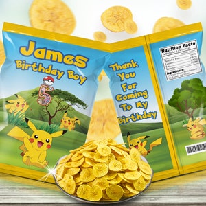 Pikachu Chip Bag Label, Pikachu Snack Bag, Pikachu Party Treats, Decoration, Pikachu Party Supplies, Digital File Only