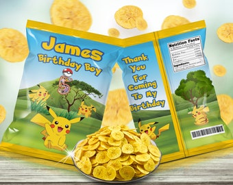 Pikachu Chip Bag Label, Pikachu Snack Bag, Pikachu Party Treats, Decoration, Pikachu Party Supplies, Digital File Only