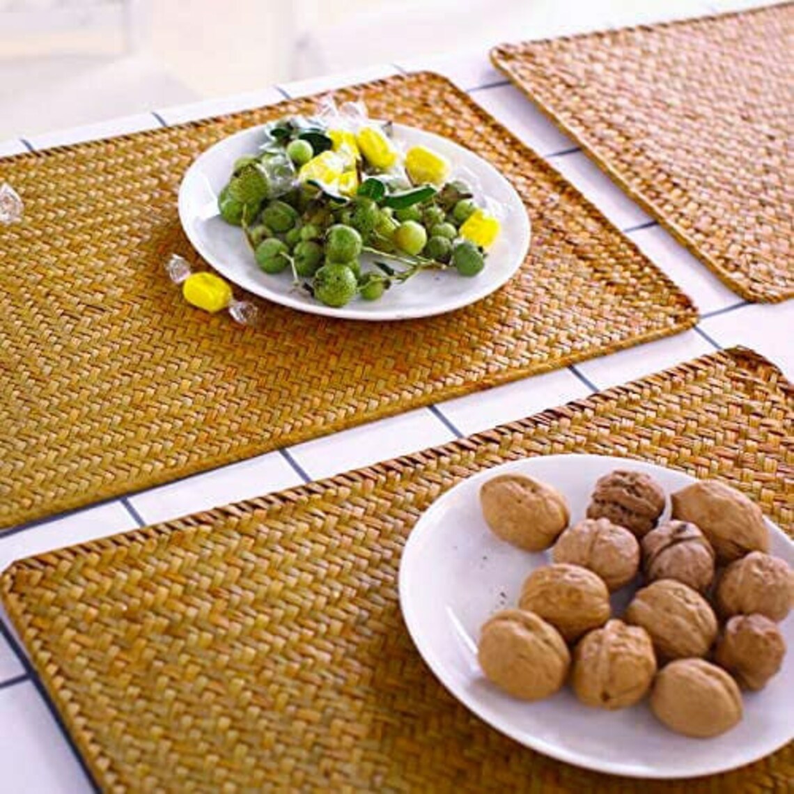 Handwoven Rectangular Rattan Placemats Set of 4 Rattan Etsy