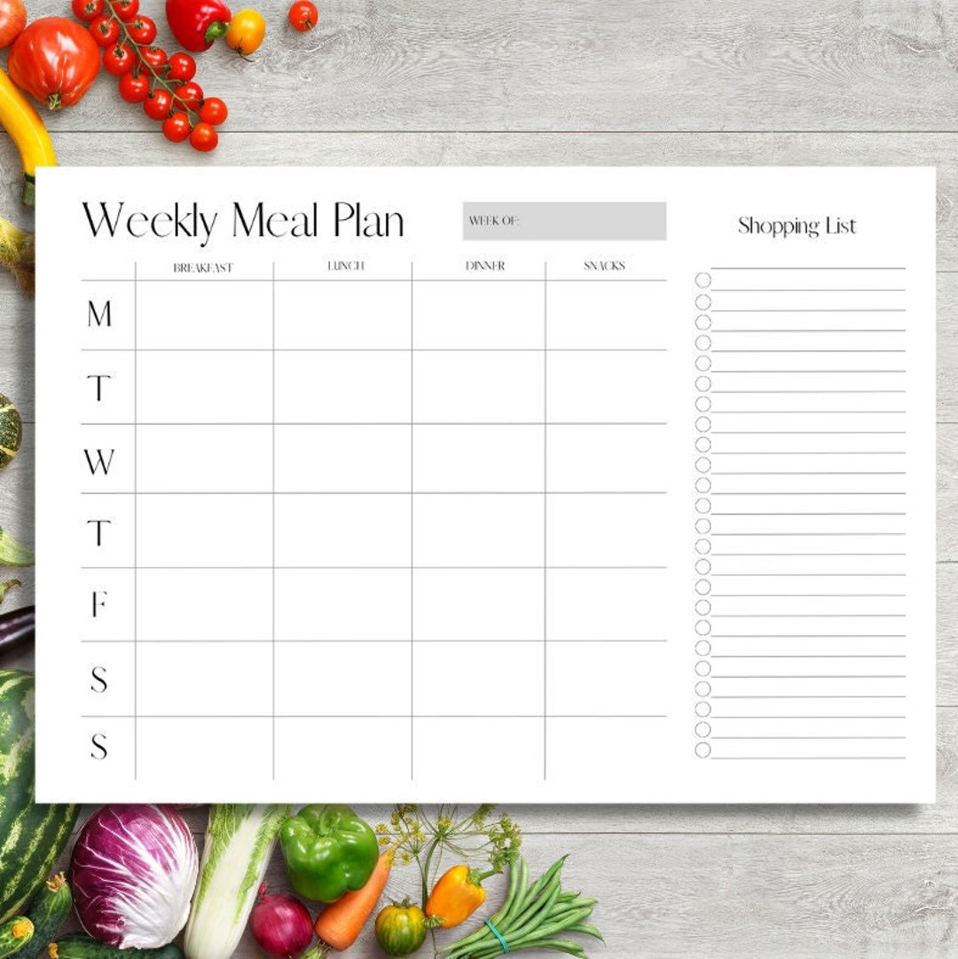 Weekly Meal Planner Family Meal Planner Meal Planner - Etsy