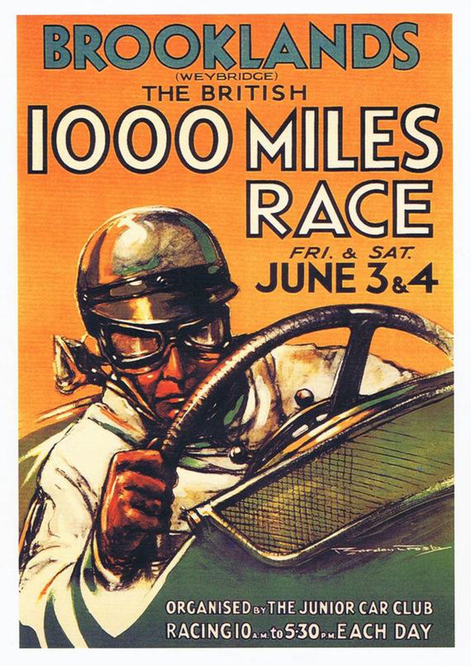 Brooklands Vintage Motor Racing 1000 Miles Poster printing Etsy