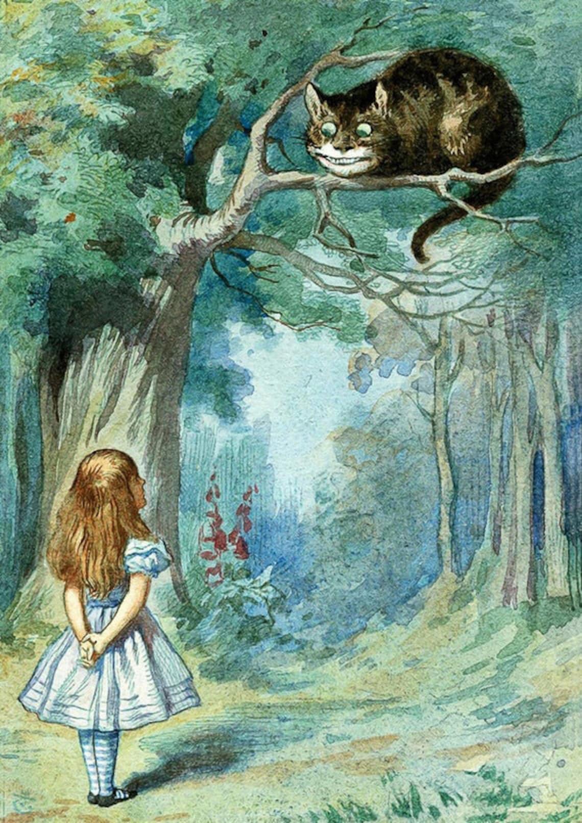 Alice in Wonderland Cheshire Cat John Tenniel Poster Etsy