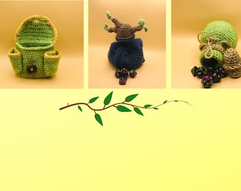 Pattern Bundle: Traveler's Pouch, Magic Potion Bottle, Tree Sprite Dice Bag Crochet Patterns, Dnd, Ttrpg