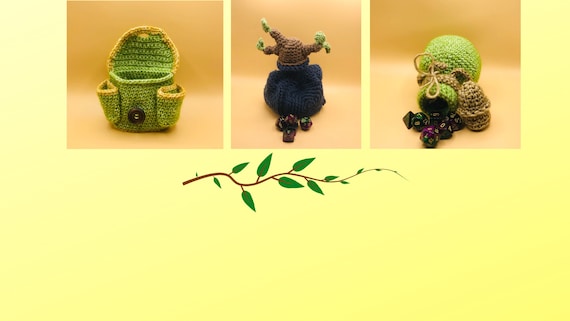 Pattern Bundle: Traveler's Pouch, Magic Potion Bottle, Tree Sprite Dice Bag Crochet Patterns, Dnd, Ttrpg