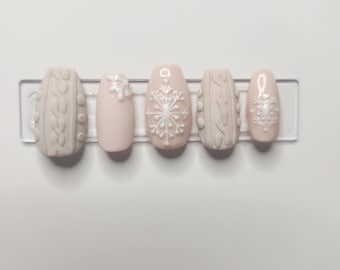 Christmas 5D glitter sweater snowflake press on nails