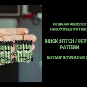 Halloween beading pattern, Brick Stitch Bead Pattern, peyote stitch pattern, DIY Beaded Earring Jewelry Charms, PDF Digital Download