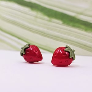 Strawberry Stud Earrings, Stud Earrings, Strawberry Earrings, Berry Earrings, Fruit Earrings, Food Earrings, Strawberry, Strawberries, Berry