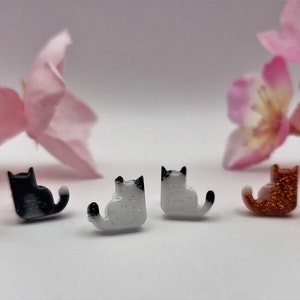 Kitty Stud Earrings, Stud Earrings, Kitty Earrings, Cat Earrings, Earrings, Cats, Kitties, Cat Mom, Cat Dad, Resin Earrings.