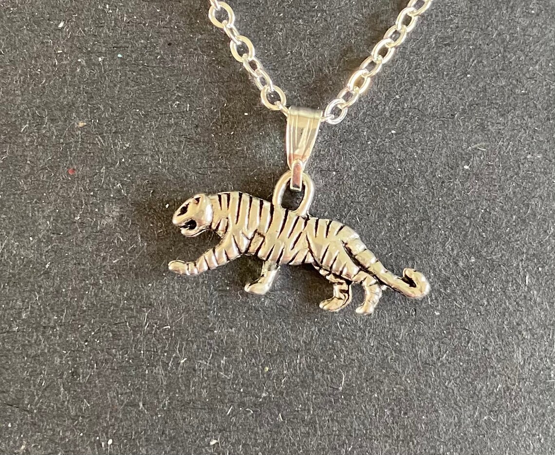 Silver Tiger Necklace. 17 Inch Chain with Clasp. Necklaces for Etsy