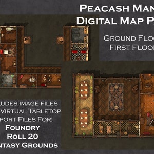 Peacash Manor - Digital Tabletop Fantasy Battle Maps - INCLUDES VTT IMPORTS