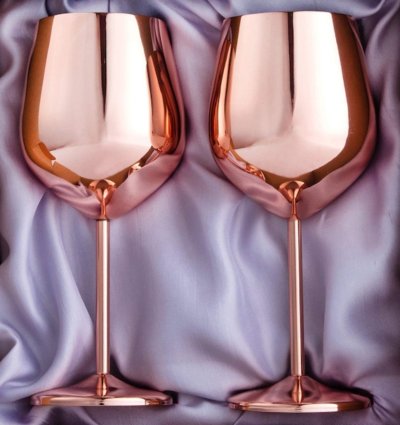 Copper Plated Stemmed Wine Glasses Shatter Proof Copper 