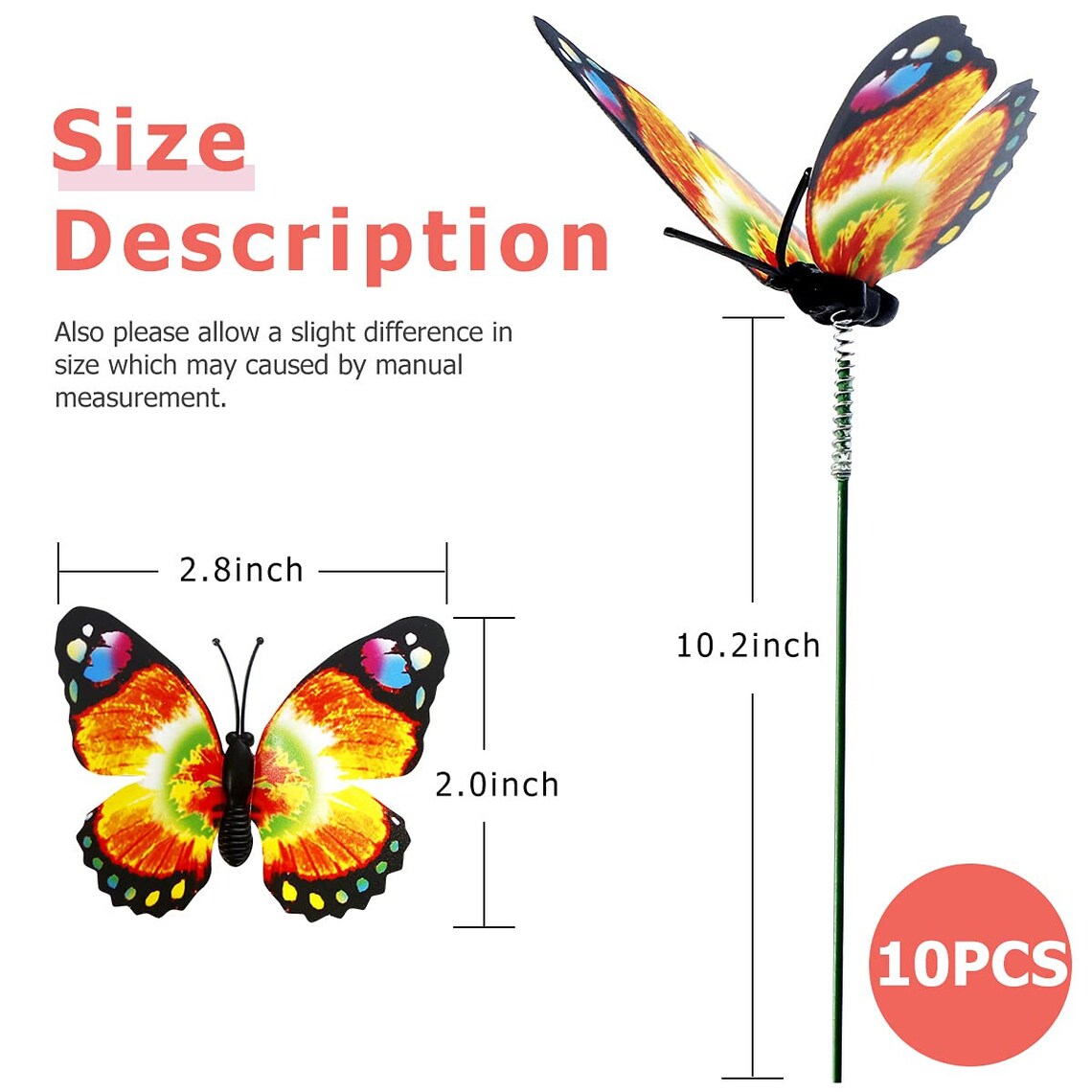 Butterfly Garden Stakes Colorful Flying Butterfly on Stick Etsy