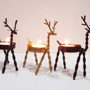 Metal Handmade Decorative Reindeer Candle Holder Set of 3 2 Black & 1 Golden Christmas Decorations Items for Home image 2