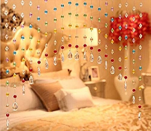 STRMAX Crystal Glass Bead Curtain，Crystal Plain Tassel Door Curtain Bead  Curtain ， Crystal Curtain， Partition Curtain， Used in Living Room, Bedroom