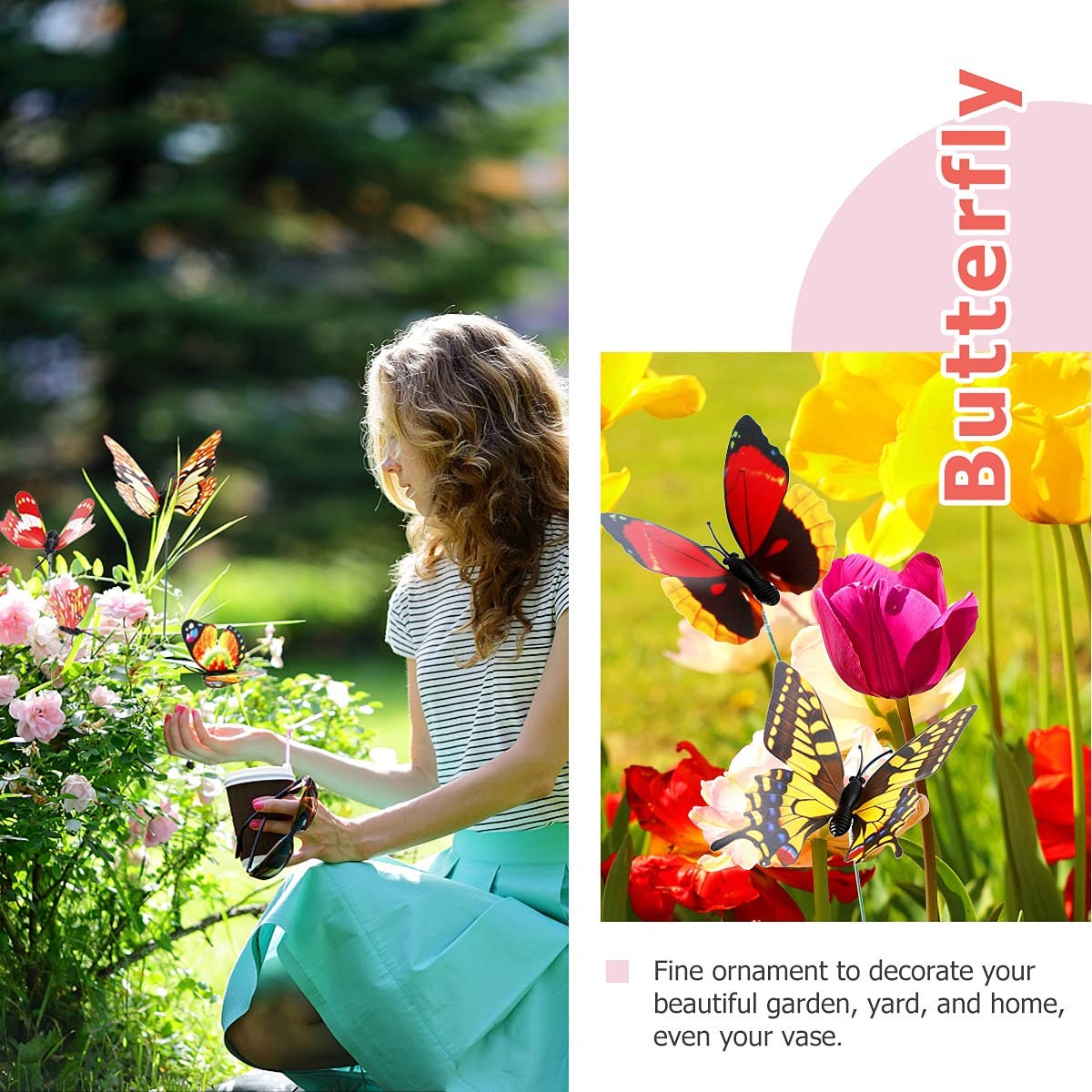 Butterfly Garden Stakes Colorful Flying Butterfly on Stick Etsy