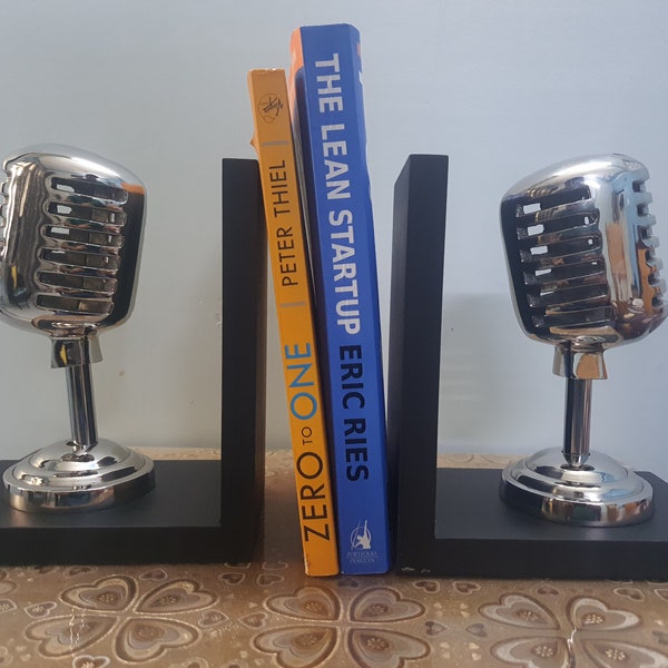 Microphone Shape Bookend Table Décor for Music Lovers and Singers (Mic Shape)