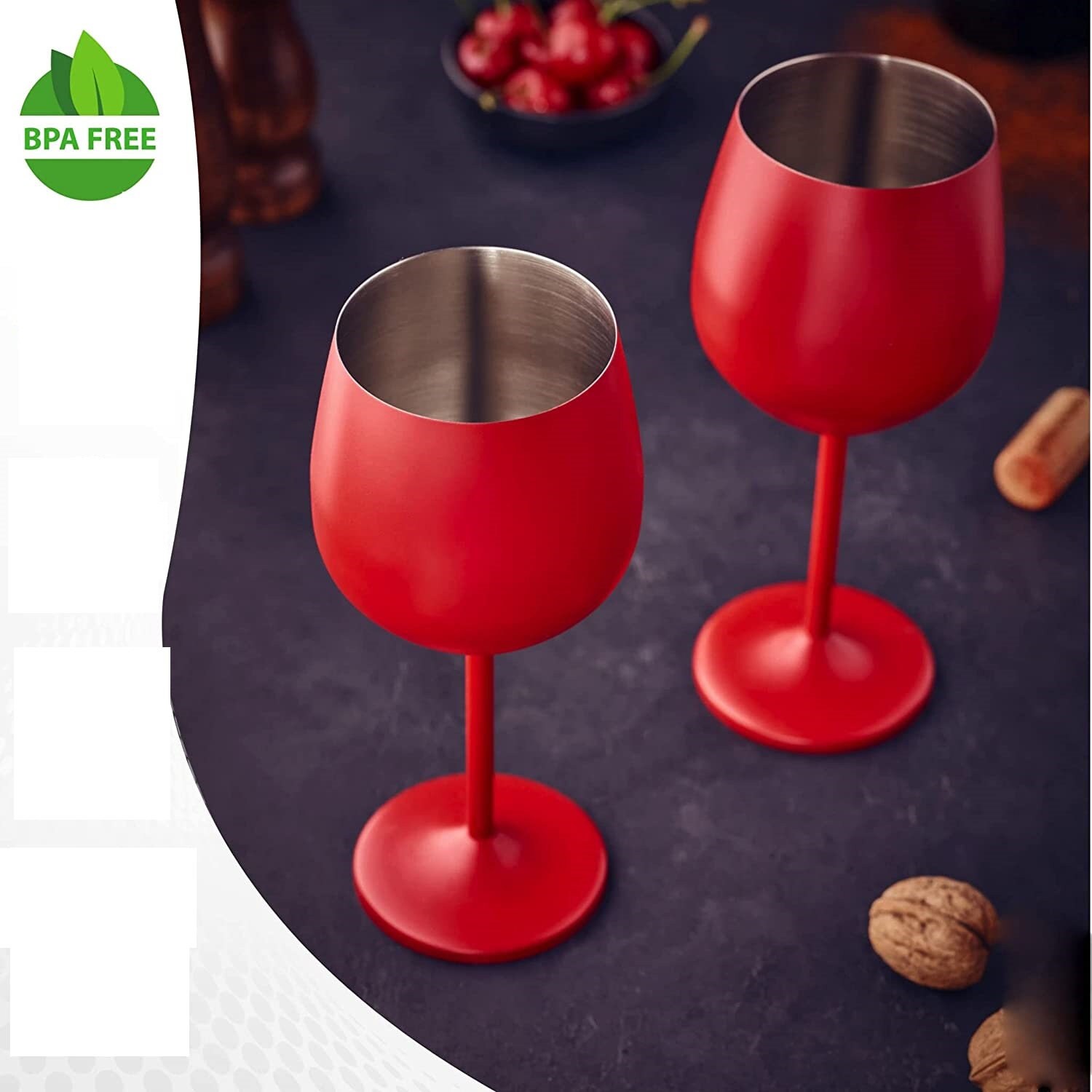 Red Wine Glasses Shatter Proof Red Coated Steel Unbreakable Wine Glass  Goblets, Gift for Men and Women, Party Supplies 350 Ml 