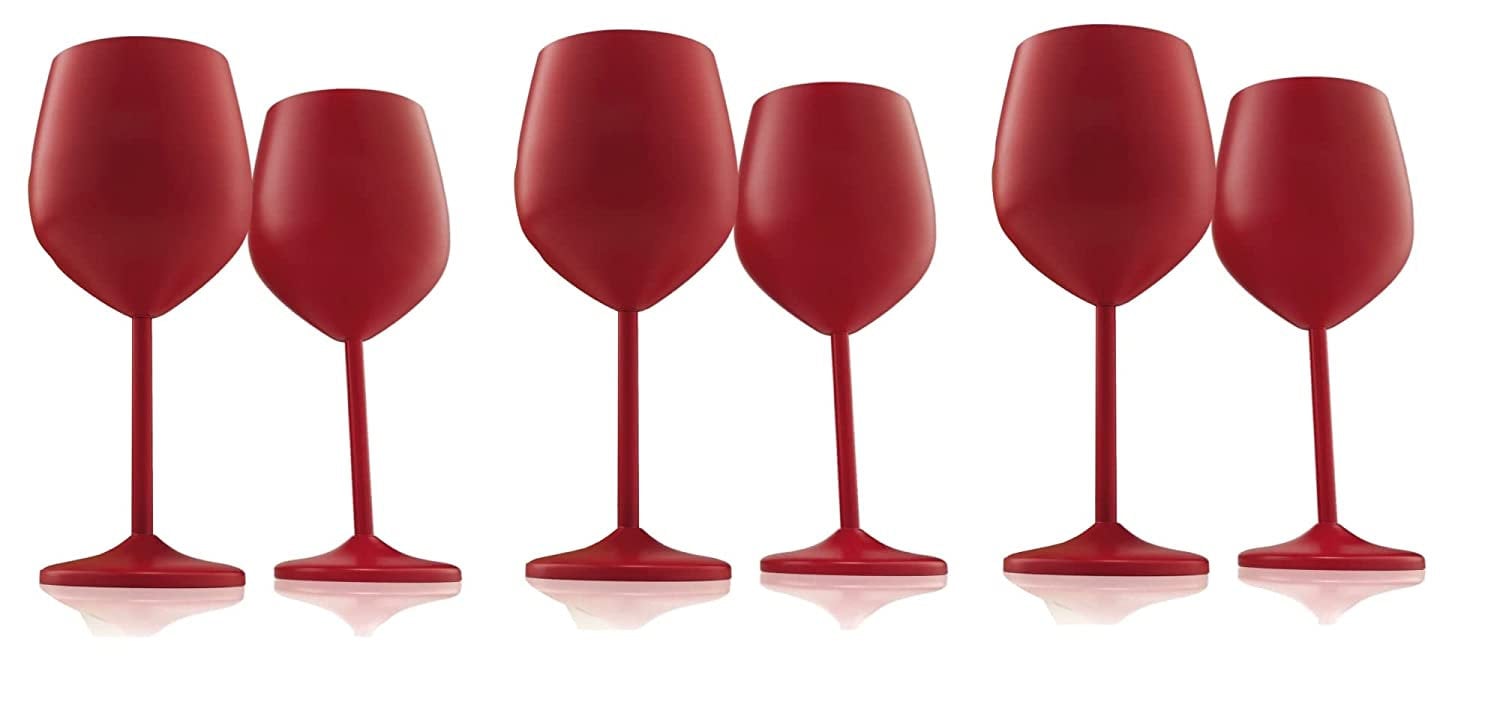 Red Wine Glasses Shatter Proof Red Coated Steel Unbreakable Wine Glass  Goblets, Gift for Men and Women, Party Supplies 350 Ml 