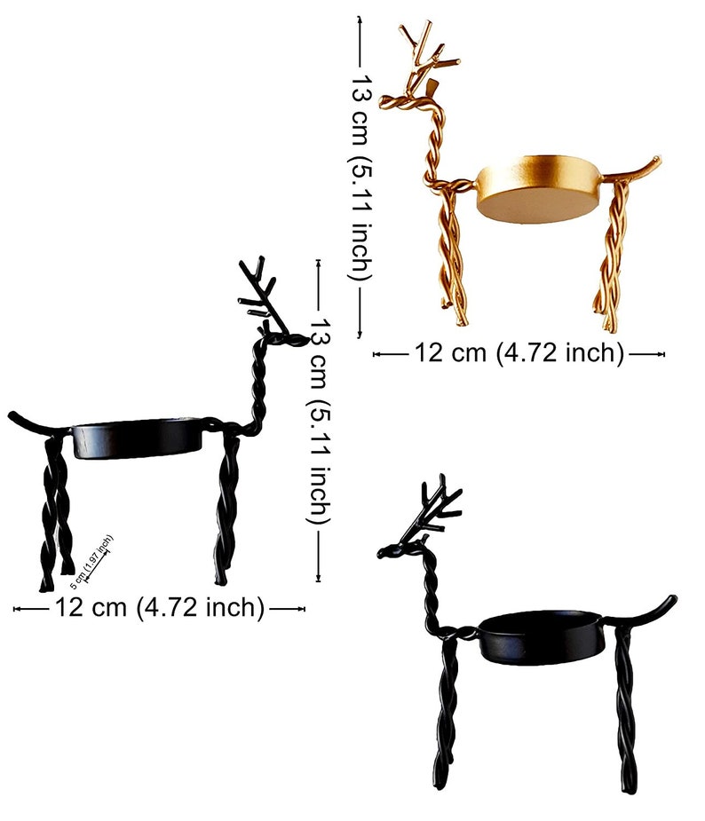 Metal Handmade Decorative Reindeer Candle Holder Set of 3 2 Black & 1 Golden Christmas Decorations Items for Home image 8