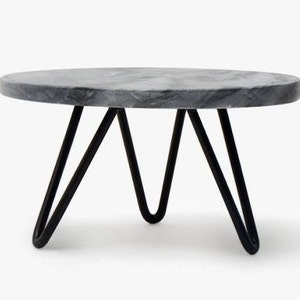 Black Grey Marble Cake Stand Cake Stand | marble Planter Stool | Cake Stand Small Garden Table for Multi Purpose