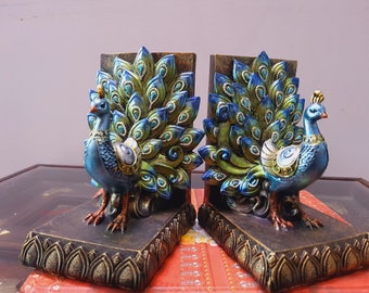 Bookend Resin Craft Peacock Ornament Desktop Bookshelf Decorative Artwork Library School Office Home Study