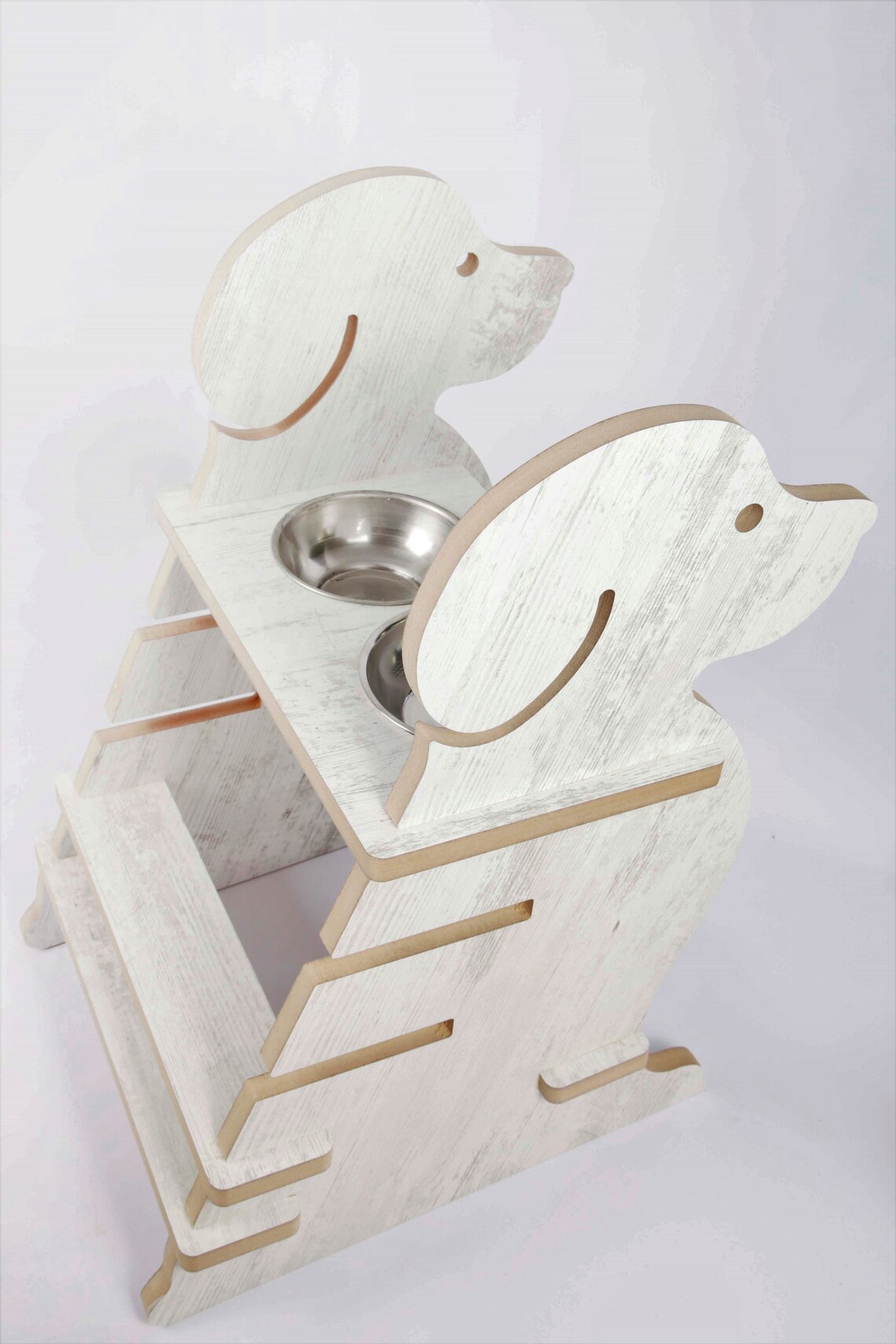 Elevated Dual Wood Dog Food Bowl Stand Wooden Raised Etsy