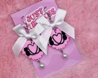 Coquette Cats in Love Earrings // Valentines Earrings, Cute Earrings, Handmade Earrings