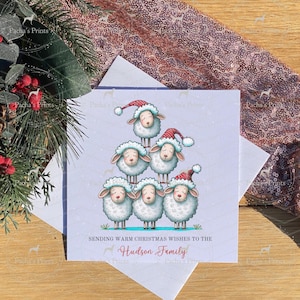 Personalised Christmas card, Christmas sheep card, Funny Christmas card, Humorous Christmas card, FarmCard, lamb Christmas card, Family
