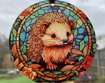 Stained glass acrylic Hedgehog sun catcher, Hedgehog gift, Christmas decoration, Window hanging, Spring time window decor, Hedgehog lover