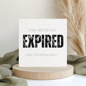 Carte personnalisée de joyeux anniversaire, carte amusante du 30e anniversaire pour lui, cartes d'étape importante, 30, 40, 50, 60, 70 ans, date d'expiration des années 30