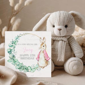 Biglietto di compleanno coniglio, biglietto di compleanno personalizzato per bambini, biglietto per bambina 1°, 2°, 3°, 4°, 5°, 6°, 7°, 8°, biglietto speciale carino, figlia