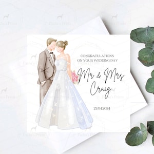 M. et Mme, carte de mariage, réception de mariage, jour de mariage personnalisé, félicitations, carte faite main, carte de voeux, juste marié