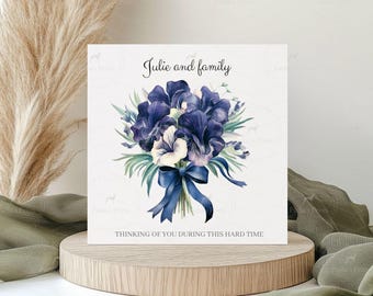 Handmade Sympathy Card, Bereavement Card for Loss & Condolence,  Thinking of You, Simple Elegant Memorial