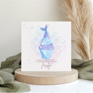 Mermaid birthday card, Personalised children&#39;s birthday card, Card for girl, 1st 2nd 3rd 4th 5th 6th 7th, Under the sea theme, Girly gift
