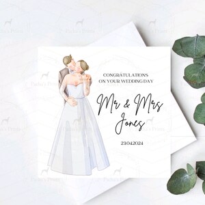 Carte de mariage, Cadeau de mariage, Jour de mariage personnalisé, Félicitations, Carte faite main, M. et Mme, Carte de voeux, Just Married