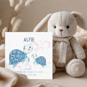 Biglietto di auguri di compleanno per bambini, biglietto per figlia, biglietto per figlio, biglietto di auguri di compleanno a forma di tartaruga, tartaruga marina, regalo per bambini, biglietto di auguri di compleanno personalizzato.