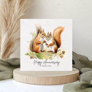 Cartão de feliz aniversário, aniversário de casamento, para o casal feliz, presente de aniversário, esquilos, aniversário de marido e mulher, cartão fofo